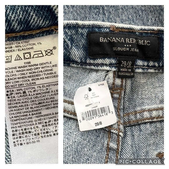 NWT Banana Republic Factory Jeans Cropped Blue Relaxed 29/8 Cuffed Stonewash - Picture 17 of 17